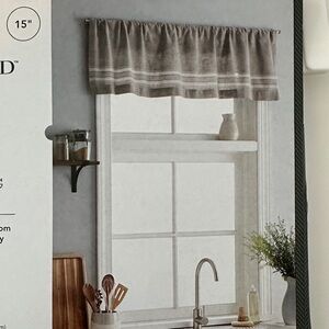 Threshold Gray Striped Kitchen Valance